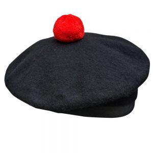 Scottish Black Wool Balmoral plain Hat